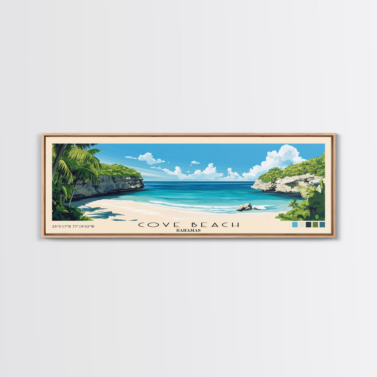 Cove Beach, Bahamas Panoramic Print, Vacation Gift, Bahamas Wall Art, Vacation Wall Art, Vacatation Memories, Beach Decor, Beach Or Lakehouse Art