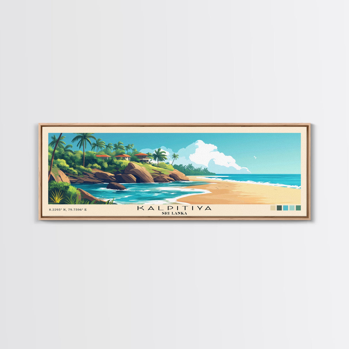 Kalpitiya, Sri Lanka Panoramic Print, Vacation Gift, Sri Lanka Wall Art, Beach Painting, Beach Decor, Beach Or Lakehouse Art