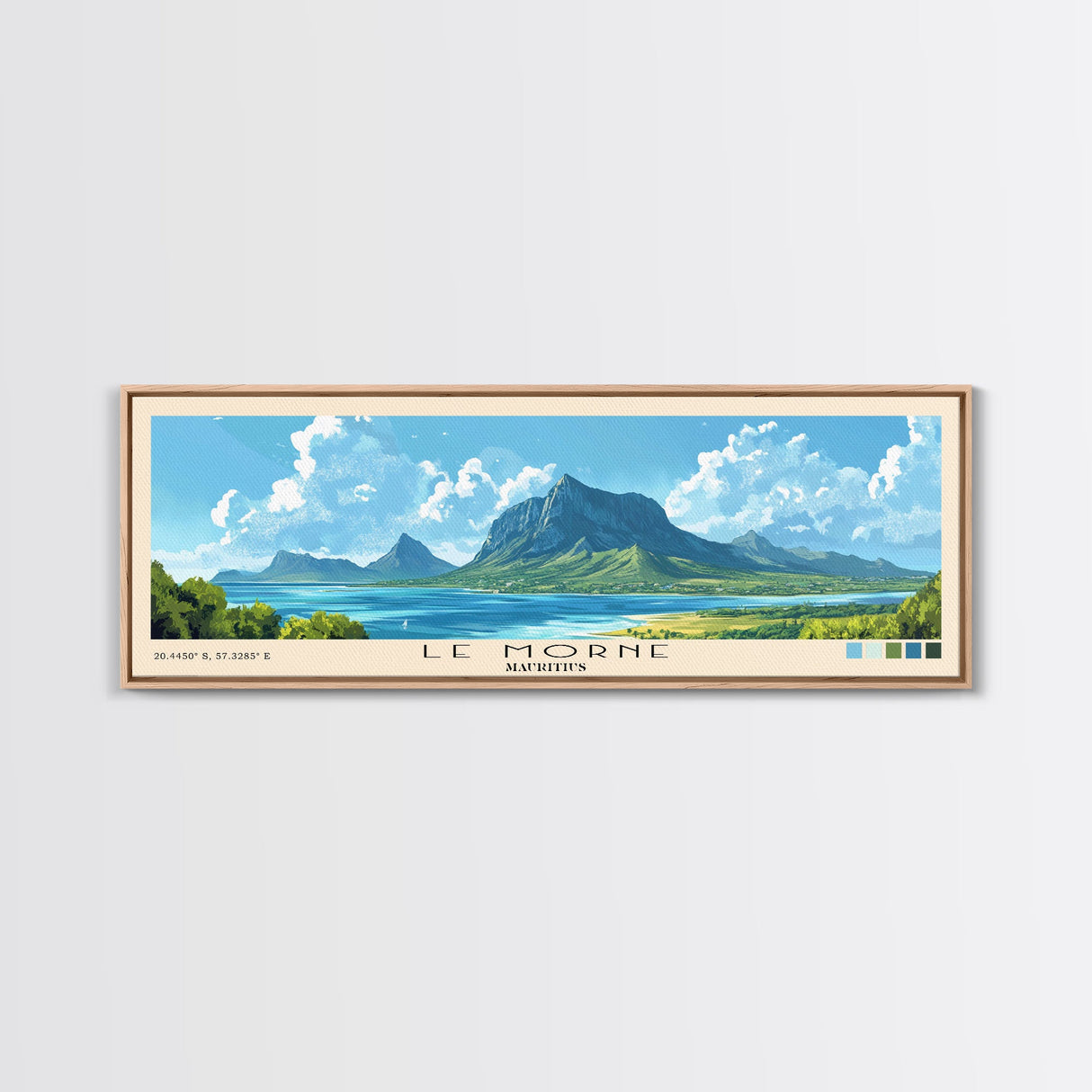 Le Morne, Mauritius Panoramic Print, Vacation Gift, Mauritius Wall Art, Beach Painting, Beach Decor, Beach Or Lakehouse Art