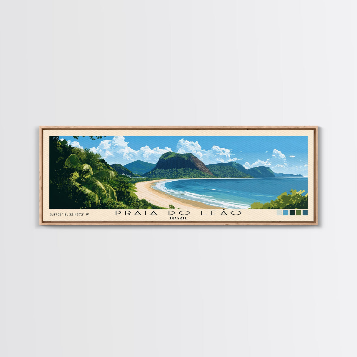 Praia do Leão, Brazil Panoramic Beach Print, Vacation Gift, Brazil Wall Art, Framed Canvas Print, Framed Beach Painting