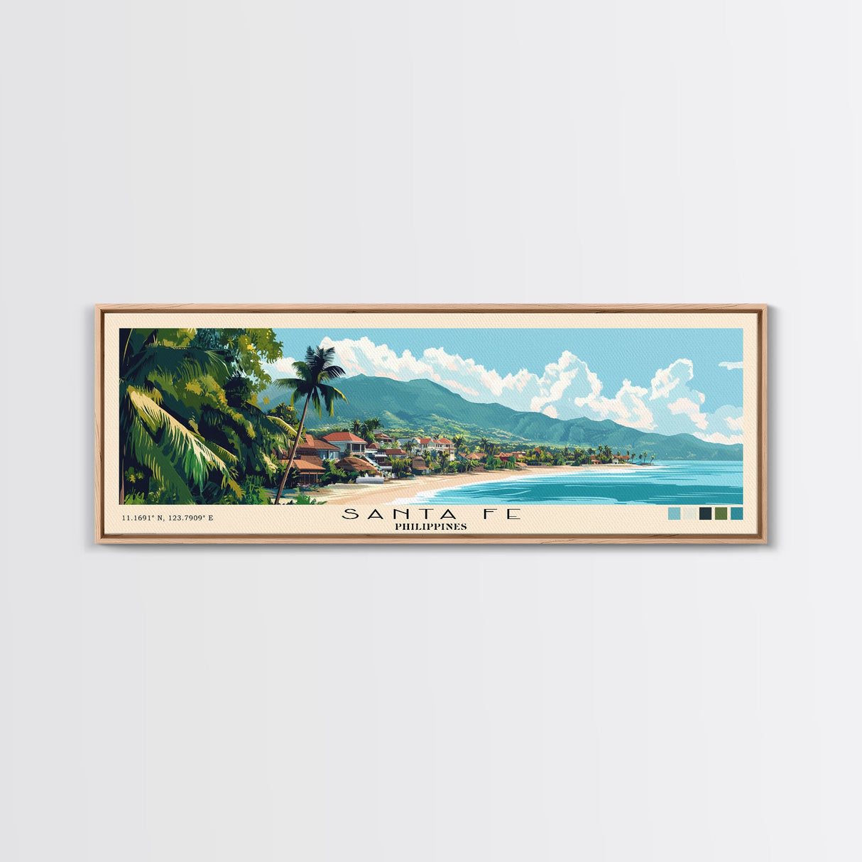 Santa Fe, Philippines Panoramic Print, Vacation Gift, Philippines Wall Art, Vacation Wall Art, Vacatation Memories, Beach Decor, Beach Or Lakehouse Art