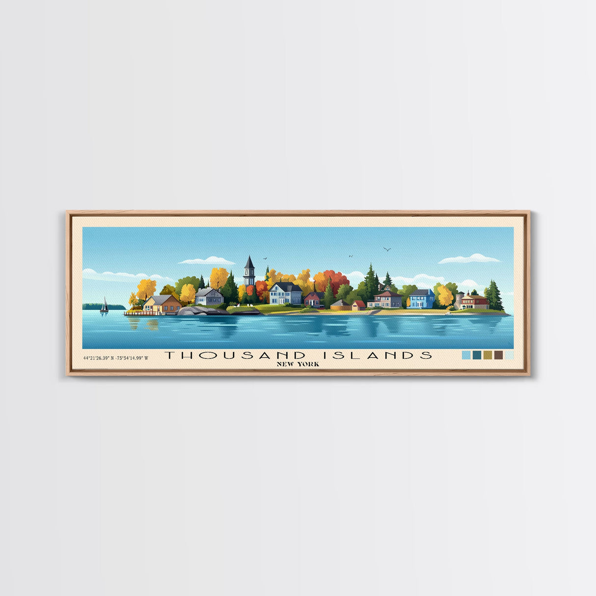 Thousand Islands, New York Panoramic Print, Vacation Gift, New York Wall Art, Vacation Wall Art, Vacatation Memories, Beach Decor, Beach Or Lakehouse Art