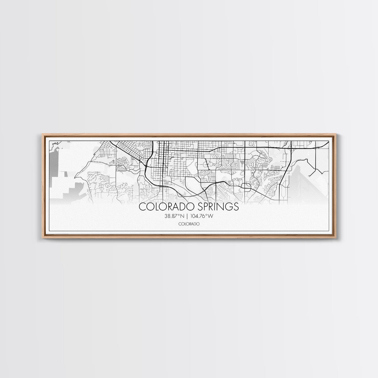 Panoramic Colorado Springs City Map, Colorado Art, Map Print, Minimalist Wall Art, Canvas Art, Housewarming Gift, Street Map, Closing Gift