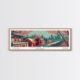 Jersey City New Jersey Panoramic Framed Canvas Print, Travel Poster, Mid Century Modern Art, Pop Art Style, Wall Decor, Office Art, Home Decor, Living Room Art