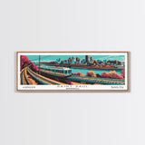 Saint Paul Minnesota Panoramic Travel Poster Framed Canvas Print, Mid Century Modern Art, Pop Art Style, Wall Art, Living Room Decor, Home Decor