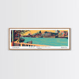 San Antonio Texas Panoramic Wall Art Framed Canvas Print, Travel Poster, Mid Century Modern Art, Pop Art Style, Home Decor, Office Art