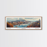 Chattanooga Tennessee Panoramic Watercolor Painting Framed Canvas Print, Travel Poster Art, Scenic Landscape, Living Room Decor, Wall Hanging, Office Art, Tennessee-Themed Gift