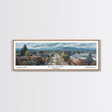Eugene Oregon Panoramic Watercolor Painting, Scenic Framed Canvas Print, Urban Wall Art for Office, Travel Poster, Home Decor, City Gift Idea