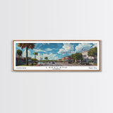 Lakeland Florida Panoramic Cityscape Wall Art, Watercolor Framed Canvas Print, Urban Painting for Living Room, Office Decor, Travel Poster