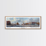 Lincoln Nebraska Panoramic Watercolor Cityscape, Framed Canvas Print for Living Room, Office Wall Art, Urban Decor, Travel Poster