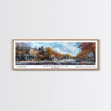 Naperville Illinois Panoramic Framed Canvas Print, Watercolor Cityscape, Office Wall Art, Travel Poster, Living Room Decor, City Art