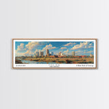 Tulsa Oklahoma Panoramic Framed Canvas Print, Retro Wall Art, Travel Poster, Artistic Living Room Decor, Unique Office Gift, Original Artwork