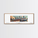 Atlanta Georgia Panoramic Painting, Mid Century Modern Framed Canvas Print, Retro Pop Art Travel Poster, Wall Decor, Gift Idea, Home Decor