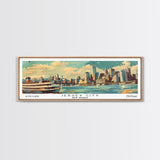 Jersey City New Jersey Panoramic Painting, Mid Century Modern Framed Canvas Print, Retro Pop Art Travel Poster, Wall Art, Home Decor, Office Wall Art, Living Room Decor