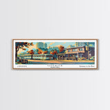 Omaha Nebraska Panoramic Painting, Mid Century Modern Framed Canvas Print, Retro Pop Art Travel Poster, Living Room Art, Home Decor, Office Wall Art, Vintage Style
