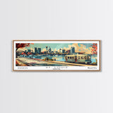 St. Louis Missouri Panoramic Painting, Mid Century Modern Framed Canvas Print, Retro Pop Art Travel Poster, Living Room Wall Art and Office Decor