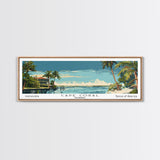 Cape Coral Florida Panoramic Painting, Mid Century Modern Framed Canvas Print, Retro Pop Art Travel Poster, Home Decor, City Print