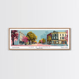 Lees Summit Missouri Panoramic Wall Art, Mid Century Modern Framed Canvas Print, Retro Pop Art Travel Poster, Office Wall Art