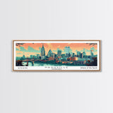 Nashville Tennessee Panoramic Wall Art, Mid Century Modern Framed Canvas Print, Retro Pop Art Travel Poster, Home Wall Decor