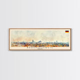 Braunschweig Germany Travel Art, City Art, Framed Canvas Print or Metal Wall Art, Europe Travel Poster, Panoramic Wall Art, Extra Wide Wall Art