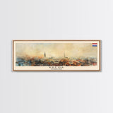 Breda Netherlands Panoramic Travel Poster, Framed Canvas Print or Metal Wall Art, Travel Art, Home Decor, Panoramic Painting, Midcentury Art