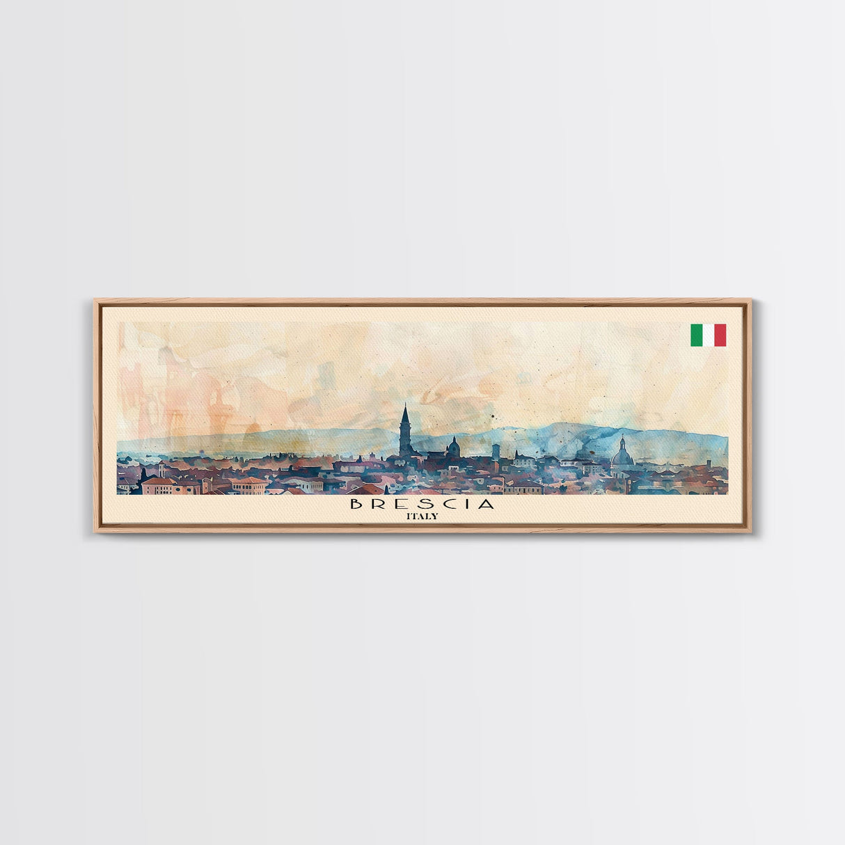 Brescia Italy Travel Print Wall Art, Panoramic City Art, Travel Art, Wall Decor, Vacation Gift, Framed Canvas Print Or Metal Art