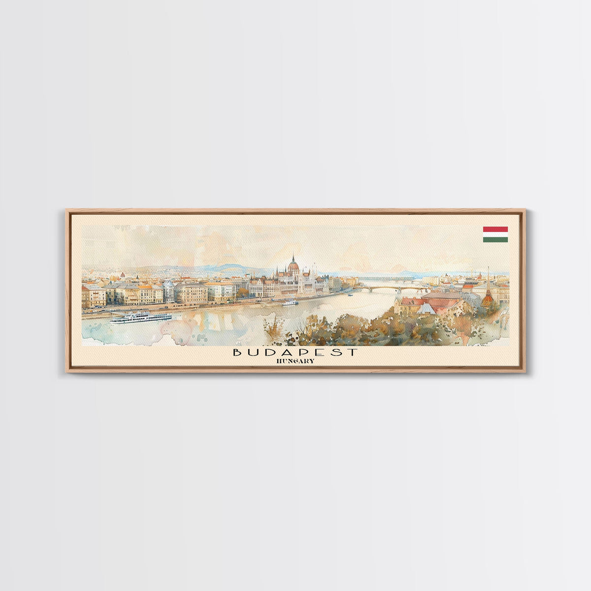 Budapest Hungary Travel Art, City Art, Framed Canvas Print or Metal Wall Art, Europe Travel Poster, Panoramic Wall Art, Extra Wide Wall Art