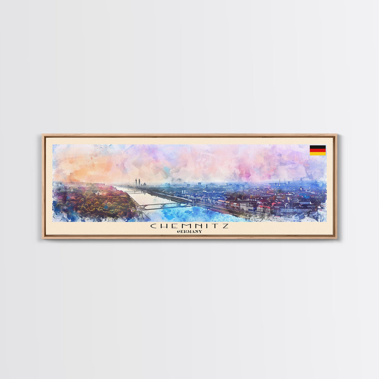 Chemnitz Germany Wall Art, Panoramic Travel Poster, Panoramic Framed Canvas Print, City Wall Art, Wall Hanging Home Decor, Travel Art