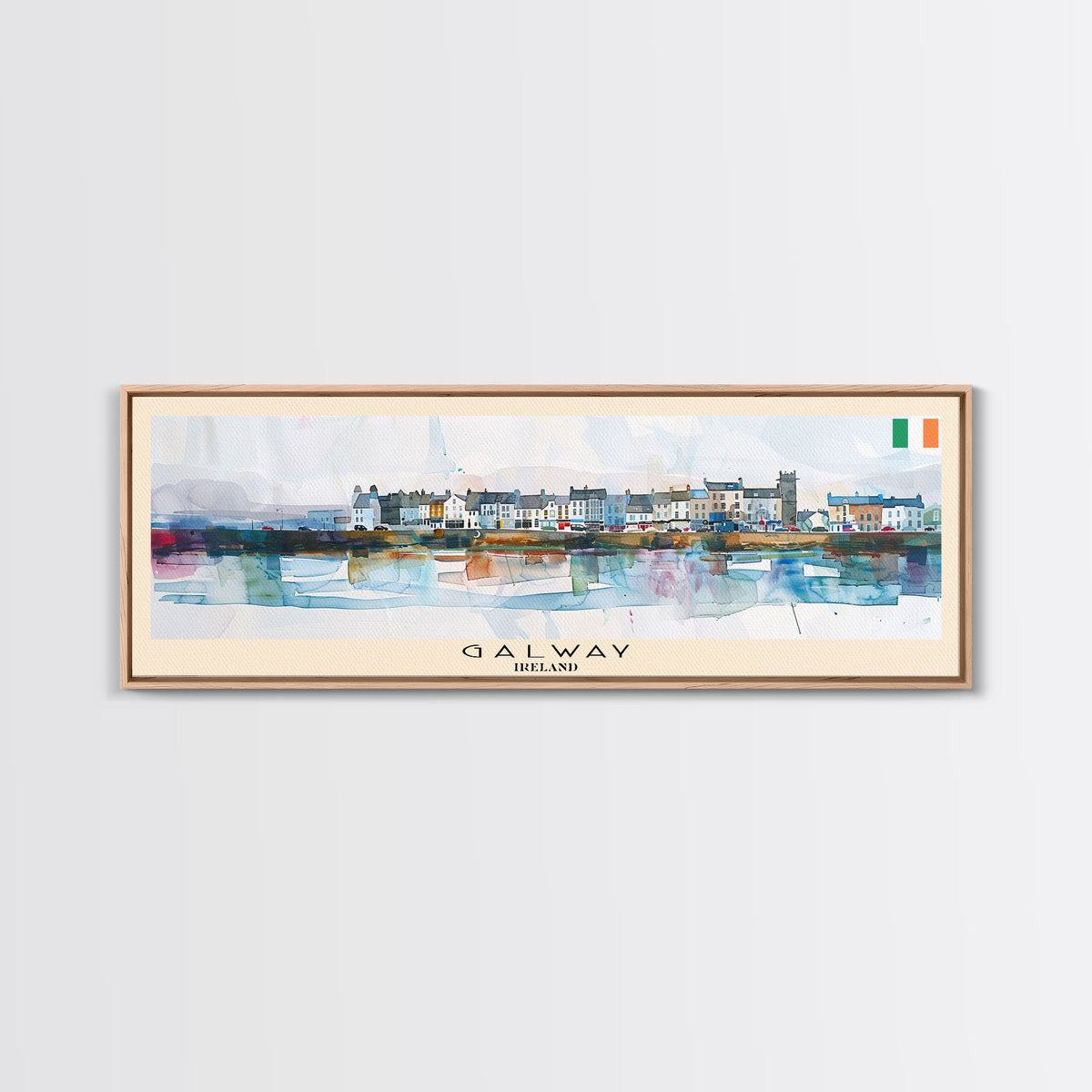 Galway Ireland Panoramic Travel Poster, Framed Canvas Print or Metal Wall Art, Travel Art, Home Decor, Panoramic Painting, Midcentury Art
