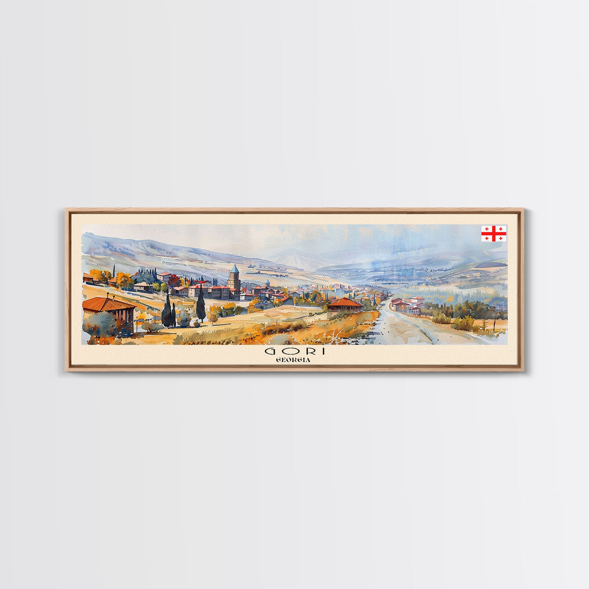 Gori Georgia Travel Print Wall Art, Panoramic City Art, Travel Art, Wall Decor, Vacation Gift, Framed Canvas Print Or Metal Art