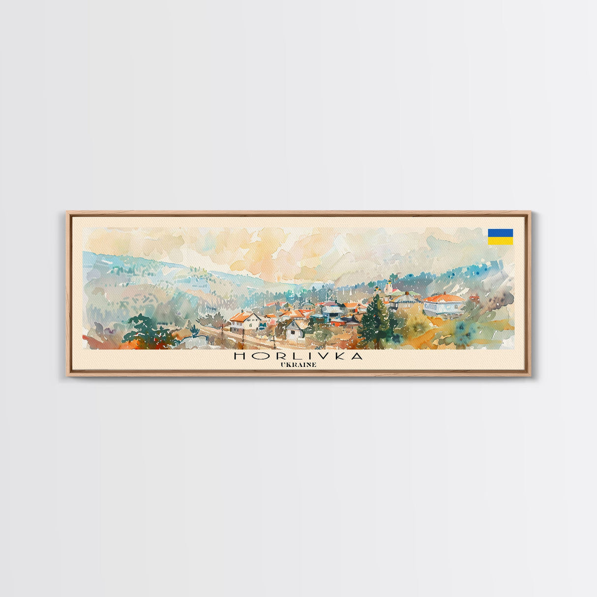 Horlivka Ukraine Wall Art, Panoramic Travel Poster, Panoramic Framed Canvas Print, City Wall Art, Wall Hanging Home Decor, Travel Art
