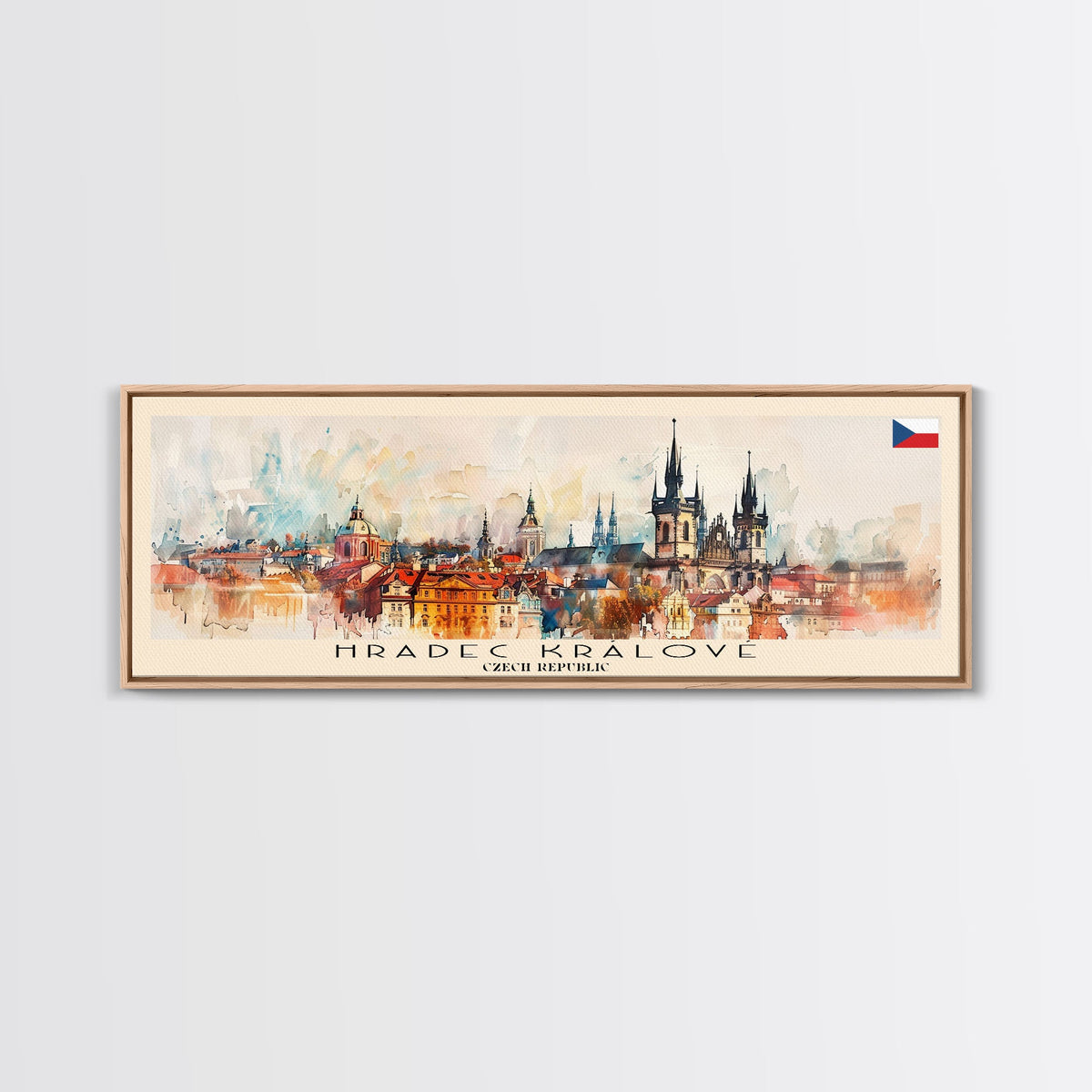 Hradec Czech Republic Travel Art, City Art, Framed Canvas Print or Metal Wall Art, Europe Travel Poster, Panoramic Wall Art, Extra Wide Wall Art