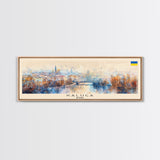 Kaluga Russia Panoramic Travel Poster, Framed Canvas Print or Metal Wall Art, Travel Art, Home Decor, Panoramic Painting, Midcentury Art