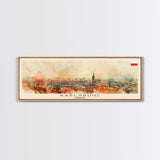 Karlsruhe Germany Panoramic Travel Poster, Framed Canvas Print or Metal Wall Art, Travel Art, Home Decor, Panoramic Painting, Midcentury Art