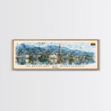 Klagenfurt Austria Panoramic Travel Poster, Framed Canvas Print or Metal Wall Art, Travel Art, Home Decor, Panoramic Painting, Midcentury Art