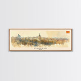 Madrid Spain Panoramic Travel Poster, Framed Canvas Print or Metal Wall Art, Travel Art, Home Decor, Panoramic Painting, Midcentury Art