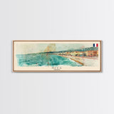 Nice France Travel Art, City Art, Framed Canvas Print or Metal Wall Art, Europe Travel Poster, Panoramic Wall Art, Extra Wide Wall Art