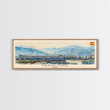 Pamplona Spain Panoramic Travel Poster, Framed Canvas Print or Metal Wall Art, Travel Art, Home Decor, Panoramic Painting, Midcentury Art