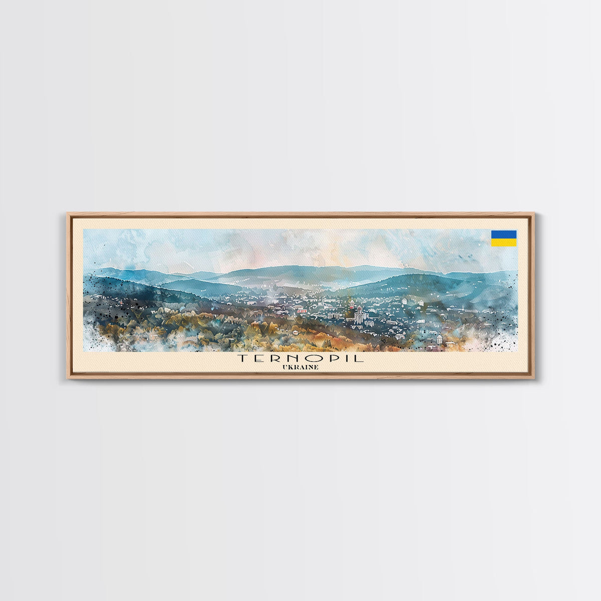 Ternopil Ukraine Panoramic Travel Poster, Framed Canvas Print or Metal Wall Art, Travel Art, Home Decor, Panoramic Painting, Midcentury Art