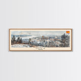 Ume Sweden Panoramic Travel Poster, Framed Canvas Print or Metal Wall Art, Travel Art, Home Decor, Panoramic Painting, Midcentury Art