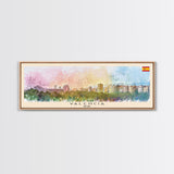 Valencia Spain Travel Art, City Art, Framed Canvas Print or Metal Wall Art, Europe Travel Poster, Panoramic Wall Art, Extra Wide Wall Art