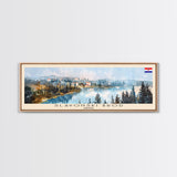 Slavonski Brod Croatia Panoramic Travel Poster, Framed Canvas Print or Metal Wall Art, Travel Art, Home Decor, Panoramic Painting, Midcentury Art