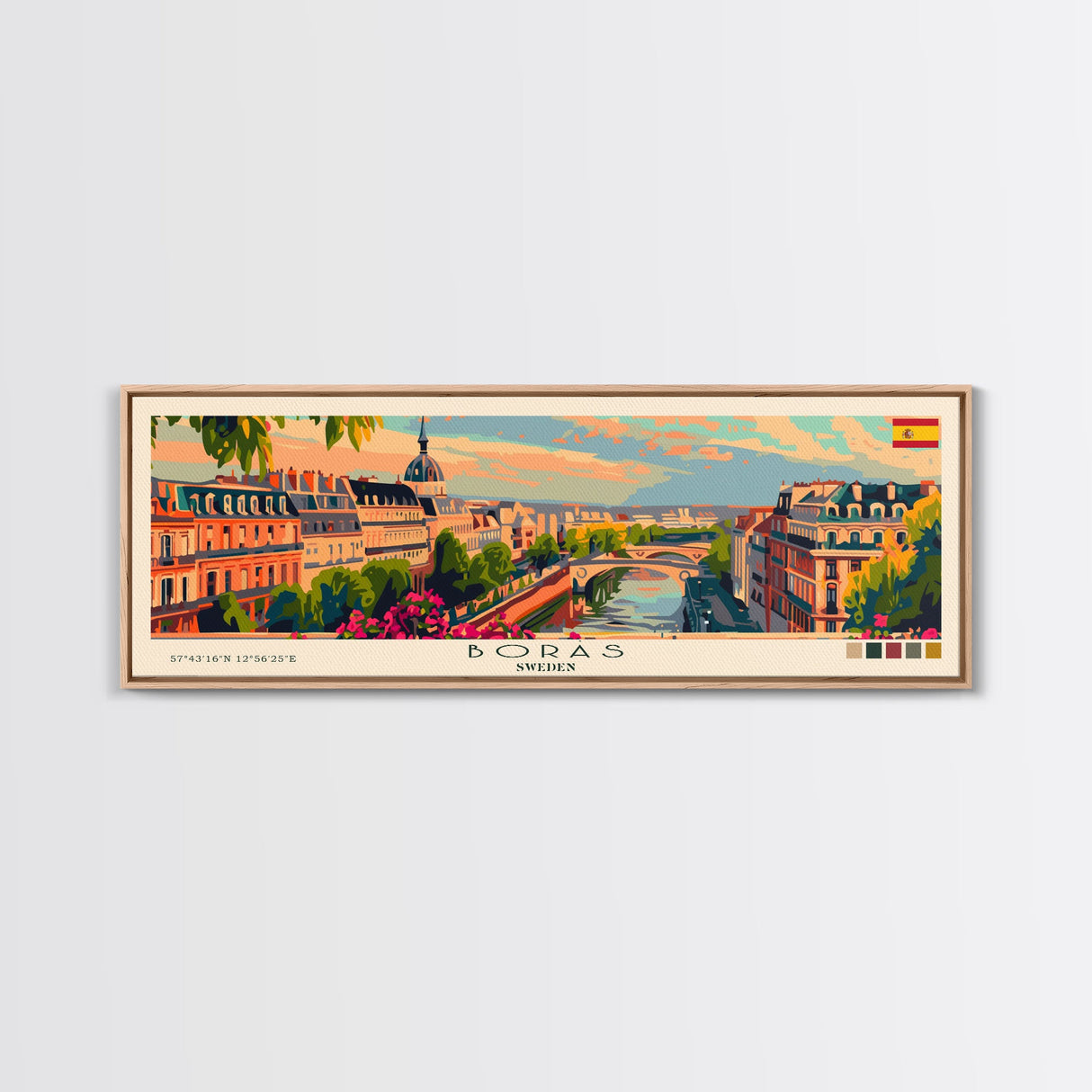 Borås Sweden Travel Art, City Art, Framed Canvas Print or Metal Wall Art, Europe Travel Poster, Panoramic Wall Art, Extra Wide Wall Art