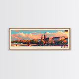 Bremen Germany Wall Art, Panoramic Travel Poster, Panoramic Framed Canvas Print, City Wall Art, Wall Hanging Home Decor, Travel Art