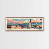 Grozny Russia Panoramic Travel Poster, Framed Canvas Print or Metal Wall Art, Travel Art, Home Decor, Panoramic Painting, Midcentury Art