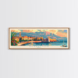 Heraklion Greece Panoramic Travel Poster, Framed Canvas Print or Metal Wall Art, Travel Art, Home Decor, Panoramic Painting, Midcentury Art