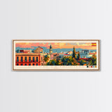 Jerez D eLa Frontera Spain Panoramic Travel Poster, Framed Canvas Print or Metal Wall Art, Travel Art, Home Decor, Panoramic Painting, Midcentury Art