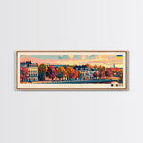 Kaluga Russia Panoramic Travel Poster, Framed Canvas Print or Metal Wall Art, Travel Art, Home Decor, Panoramic Painting, Midcentury Art