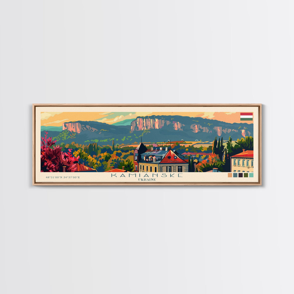 Kamianske Ukraine Wall Art, Panoramic Travel Poster, Panoramic Framed Canvas Print, City Wall Art, Wall Hanging Home Decor, Travel Art