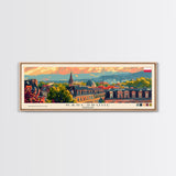 Karlsruhe Germany Panoramic Travel Poster, Framed Canvas Print or Metal Wall Art, Travel Art, Home Decor, Panoramic Painting, Midcentury Art